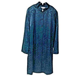 Carlisle Black Silk Coat Women's 8‎ Embroider Bugle Beads Lined VTG Evening Wear